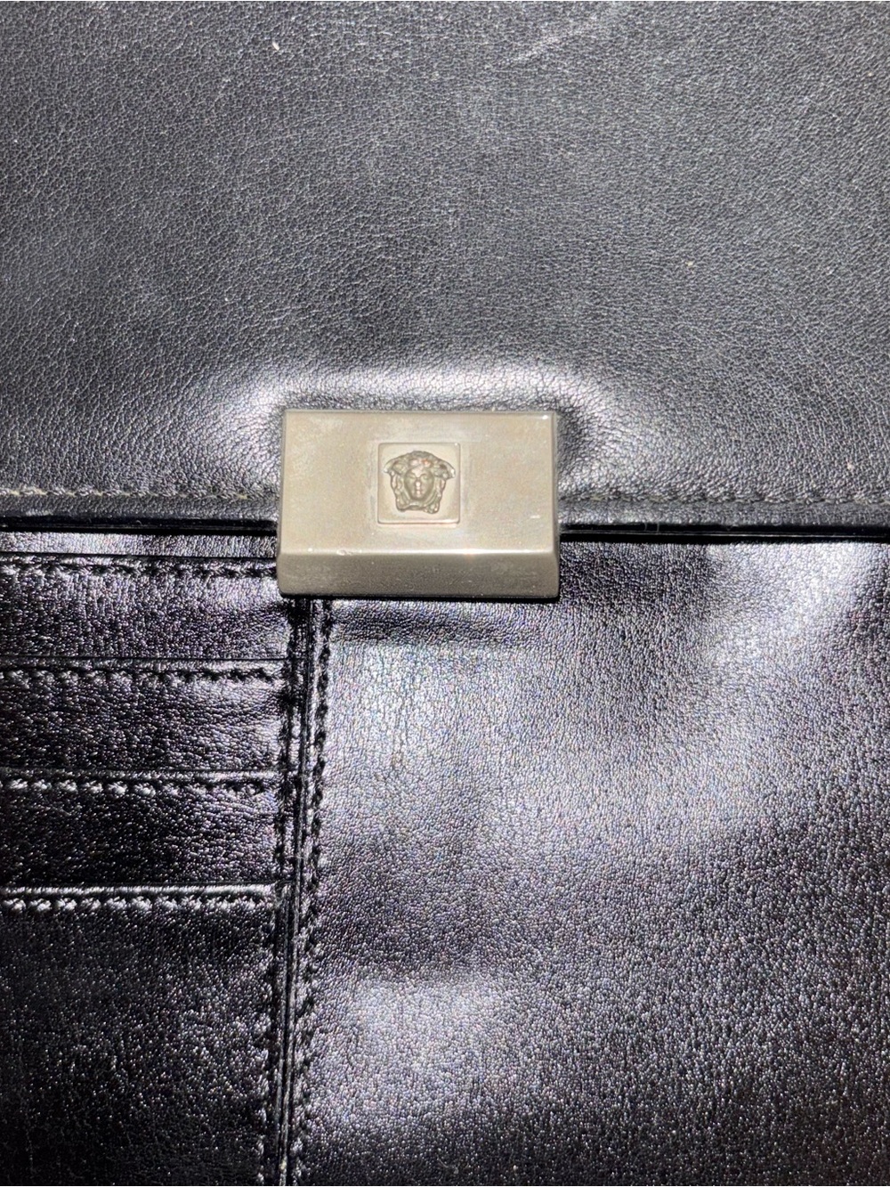 Gianni Versace Black Leather Organizer Clutch / Portfolio with Combo Lock - Picture 4 of 10